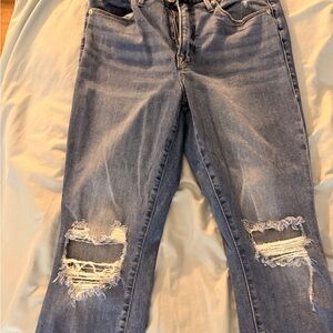 Good American Good Legs Ripped Blue Boyfriend Jeans